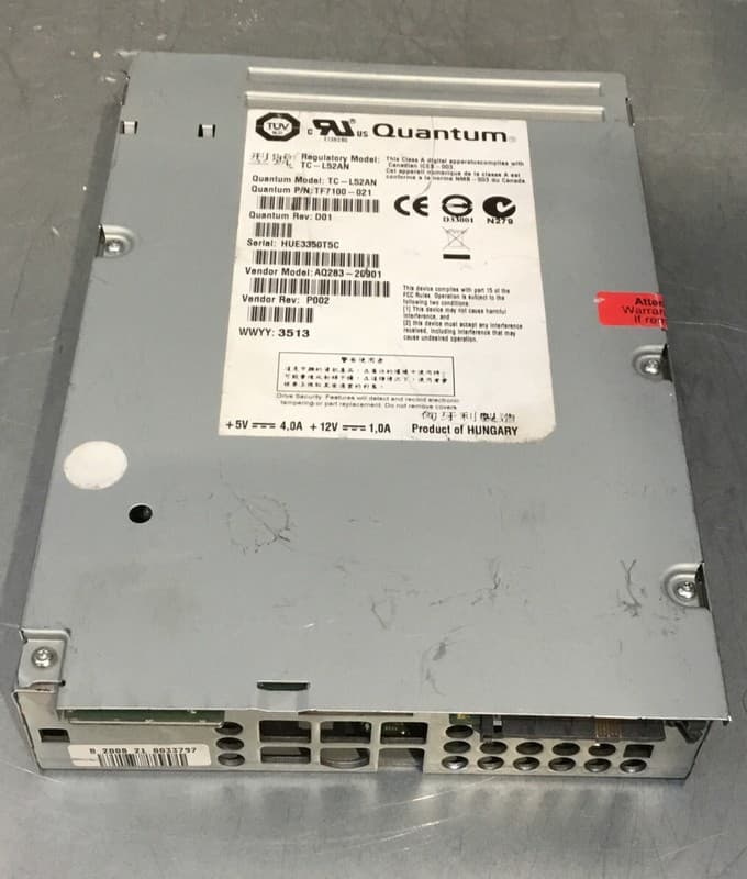 Quantum TF7100-021 LTO5 SAS HH Tape Drive Superloader 3 TC-L52AN aq283-20901
