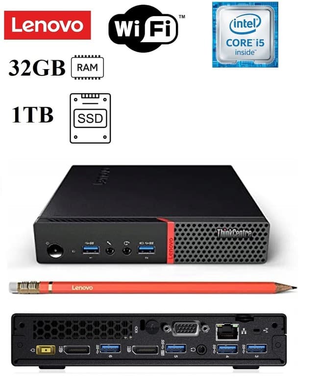 Lenovo M900 Tiny Intel Core i7 6700 32GB DDR4 RAM 1TB SSD Desktop PC Wi-Fi
