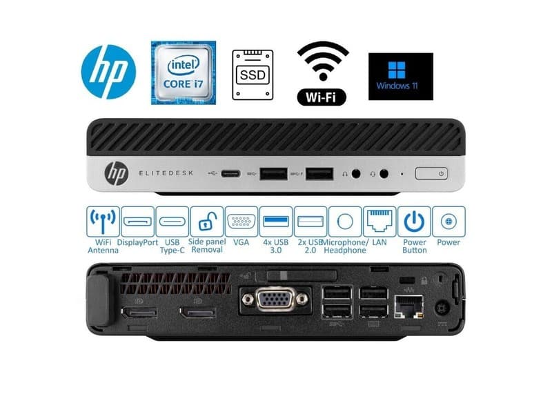 Windows 11 Pro - HP - Quad Core i7 / 2TB SSD / 64GB RAM Desktop Mini PC WiFi