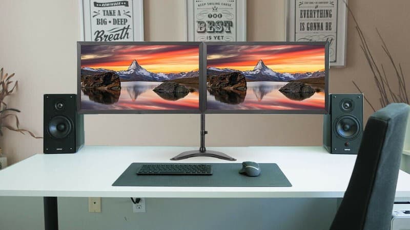 Dual GAMING Monitor wide Screen Setup 48" 2x24" HD 1920x1080 HDMI VGA DVI DP