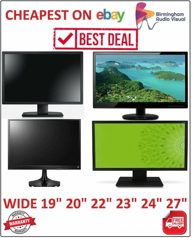 Cheap 19" 20" 22" 23" 24" 27" TFT PC Computer Monitor VGA DVI Flat Screen HDMI