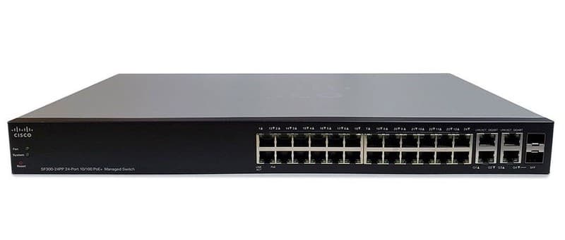 Cisco SF300-24PP 24 Port 10/100 PoE + Managed Switch - Rack Ears
