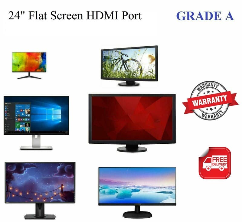 CHEAP Monitor 24" Inch HDMI PC Computer LED FULL HD FLATSCREEN