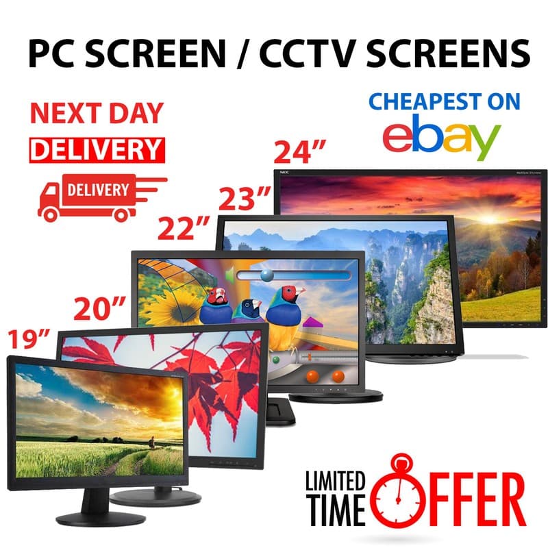 Cheap Monitor HD 19" 20" 22" 23" 24" Computer VGA DVI HDMI Flat Screen GRADE-A