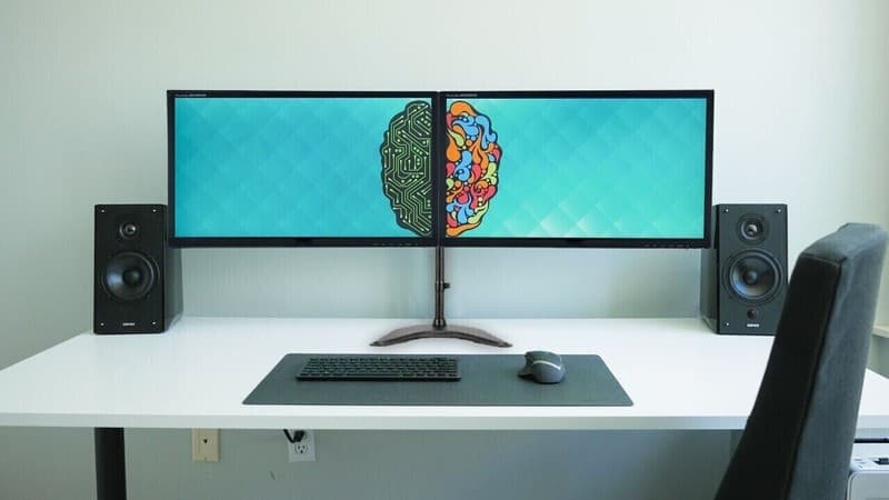 2 x 24" DUAL PC Monitor FULL HD VGA DP DVI- HDMI Dual Stand FULL HD
