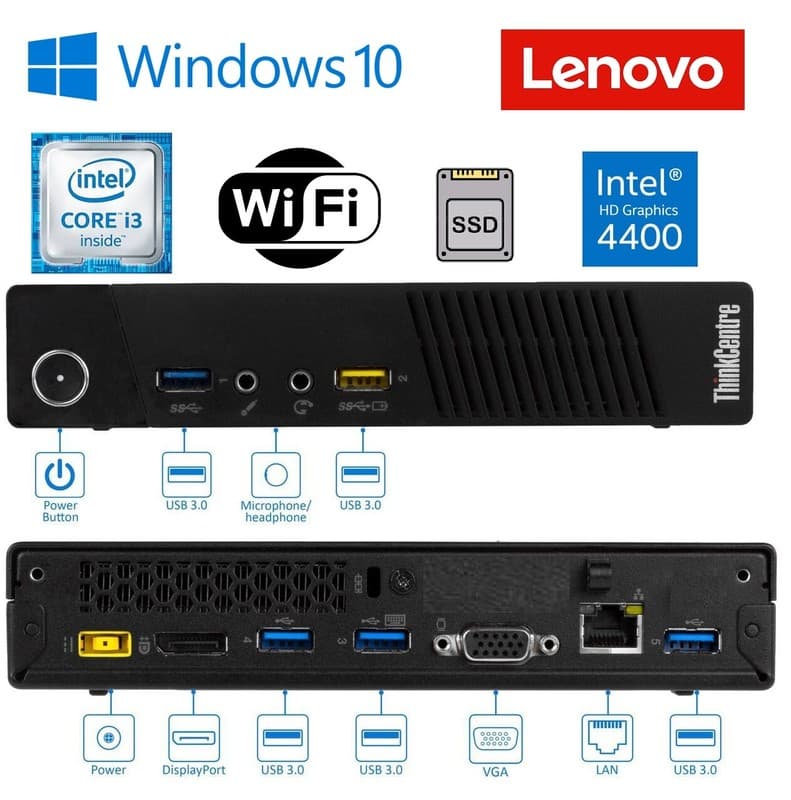 Lenovo Tiny Mini MICRO PC i3 2.8GHz 8GB RAM 1TB SSD WIN 11 WIFI COMPUTER